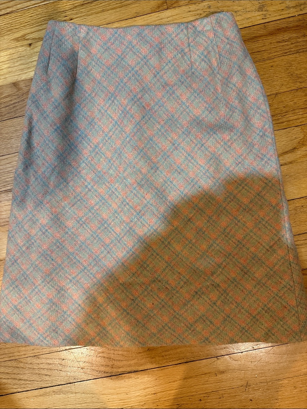 Vintage Junior House Pastel Plaid A-Line Skirt - Pink & Blue XS